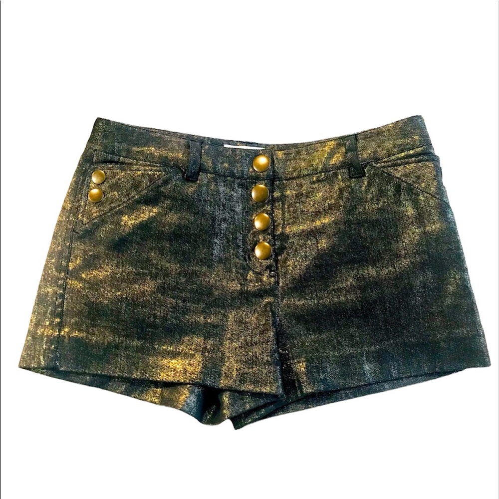 3.1 Phillip Lim A-Line Black Metallic Shorts Sz 4